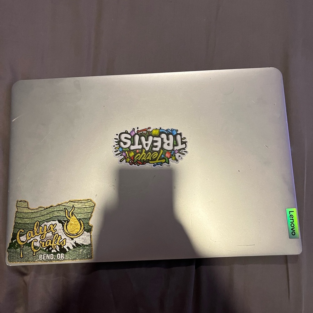 Lenovo Gray Laptop with Unique Stickers